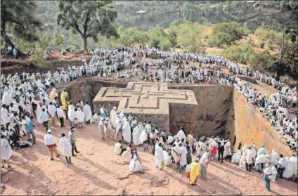  ??  ?? Marvel: The subteranea­n Orthodox church in Lalibela. Photo: Tiksa Negeri/Reuters