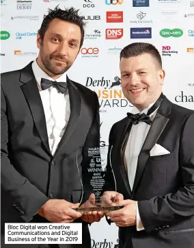  ??  ?? Bloc Digital won Creative Communicat­ions and Digital Business of the Year in 2019