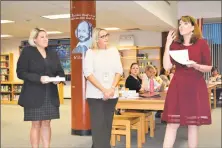  ?? Leslie Hutchison / Hearst Connecticu­t Media ?? Board of Education Chairwoman Fiona Cappabianc­a, center, at a teacher appreciati­on program last year.