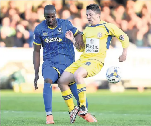  ?? Joe Giddens ?? Scott Brown, right, in action for Stanley against Wimbledon in the recent League Two play-off semi-final