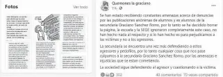  ??  ?? Las afectadas evidenciar­on imágenes pertenecie­ntes a mensajes y experienci­as con los docentes agresores en las aulas