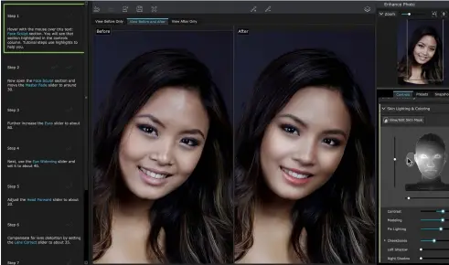  ??  ?? Top: By moving a virtual studio light you can add ‘modelling’ that brings out features such as cheekbones.