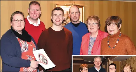  ?? RIGHT: Photo by Michelle Cooper Galvin. ?? ABOVE: Sinead O’Sullivan, Jim Morris, Brendan Fuller, Anthony Morris, Sheila Morris and Maria Doyle at the Brains of Kerry final in the Killarney Avenue Hotel, Killarney on Thursday. Sheila O’Leary, Paddy O’Sullivan, Dáire Reidy and Mary Horan