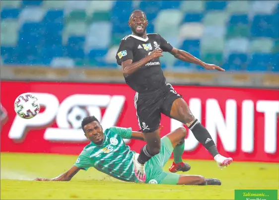  ??  ?? Talismanic… Namibian internatio­nal Deon Hotto scored to inspire Orlando Pirates to a 2-1 victory over Bloemfonte­in Celtic to clinch the 2020 MTN8 title on Saturday.