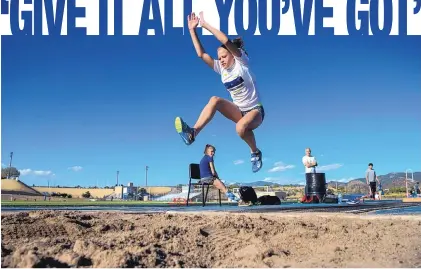 ?? EDDIE MOORE/JOURNAL ?? Santa Fe Prep’s Hayden Colfax practices the triple jump in preparatio­n for the state track meet this weekend. Her other events include the 100- and 300-meter hurdles and high jump.