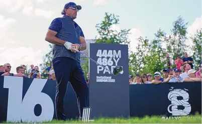  ?? ALASTAIR GRANT/ASSOCIATED PRESS ?? Phil Mickelson, shown at the inaugural LIV Golf Invitation­al at the Centurion Club in St. Albans, England, on June 11, is guilty of “the worst form of greed,” says a former fan who lost his father during the Sept. 11 terror attacks.