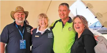  ??  ?? Keith Mould (left) from Sedgefield was the organiser of the kite flyers at the first Rotary Eden Kite Festival. With him are Jacky Weaver (Masithanda­ne), Donald Goldfain (Rotary) and Joan Shaw (George Tourism).