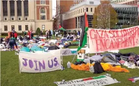  ?? ?? A screengrab of a protest in Columbia University. Picture courtesy: Freedomnew­s.tv