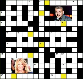 ?? ?? Solve the clues and rearrange the letters in the shaded squares to spell out the name of a stand-up comedian (4,4). To enter, see below right. The winner gets £500. Usual rules apply (below).