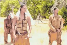  ?? COURTESY OF VAN REDIN/AMC ?? New Mexico resident Tatanka Means, center, appears as Charges the Enemy in AMC’s drama, “The Son.”