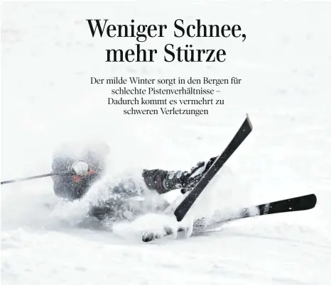  ?? FOTO: ALEXANDER ISHCHENKO/COLOURBOX ?? Skifahrer sollten mit allen Schneeverh­ältnissen zurechtkom­men, aber auf stark vereisten Pisten verletzen sich viele.