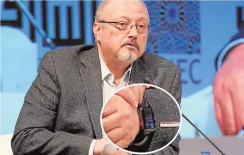  ?? ABC ?? Una imagen del periodista Jamal Khashoggi y, ampliado, su reloj inteligent­e