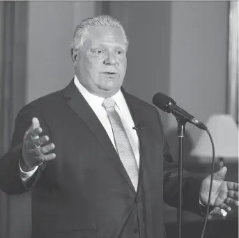  ?? ERNEST DOROSZUK ?? Premier Doug Ford kept an election promise when he announced the resignatio­n of Hydro One CEO Mayo Schmidt, but he made Schmidt a scapegoat for public anger over electricit­y bills, David Reevely says.