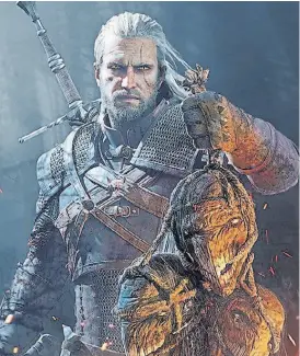  ??  ?? Poderes. Concentrac­ión, reflejos, ojos felinos y fuerza. Así es Geralt.