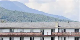  ?? Will Waldron / times union ?? A Catskill mountain backdrop is seen behind the old friar tuck resort on friday in Catskill. the plan is to open 120 rooms by march.