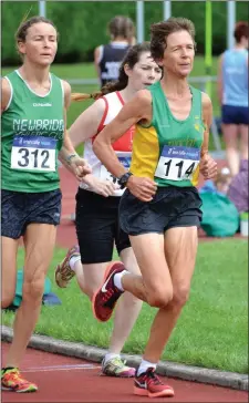  ??  ?? Niamh O’Sullivan on her way to winning the W55 3k in the masters on Saturday