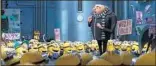  ??  ?? Der brav gewordene Gru mit den Minions. Denen ist er, seit er nichts Böses mehr tut, zu langweilig geworden.