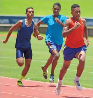  ?? Photo: Ronald Kumar ?? Suva Grammar School athlete, Sakiasi Kaito (right) won senior boys 800 metres interhouse final at ANZ Stadium, Suva on February 9, 2019.