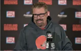  ?? GREGG WILLIAMS—ASSOCIATED PRESS ?? Gregg Williams answers questions during a Dec. 9 news conference after defeating the Panthers.