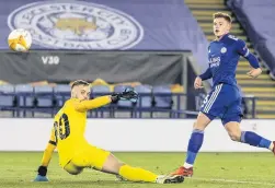  ??  ?? AINT HARV GOOD! Harvey Barnes slots home for Leicester’s second goal