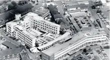  ??  ?? An aerial view of Coventry & Warwickshi­re Hospital, May 12, 1989