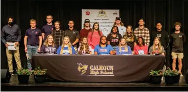  ?? Contribute­d ?? Twenty-six seniors at Calhoun High School participat­ed in a signing day to pledge towards different career paths.