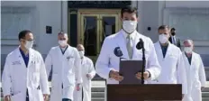  ?? Jacquelyn Martin/Associated Press ?? Dr. Sean Conley, physician to President Donald Trump, briefs reporters at Walter Reed National Military Medical Center.