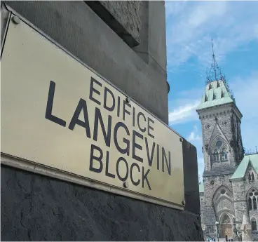  ?? ADRIAN WYLD / THE CANADIAN PRESS ?? The federal government is renaming the Langevin Block building, which sits across from Parliament Hill, out of respect for Indigenous Peoples.