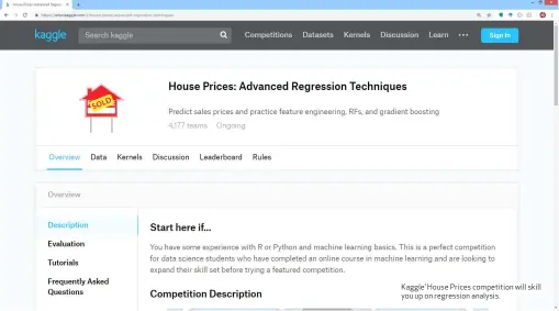  ??  ?? Kaggle’ House Prices competitio­n will skill you up on regression analysis.