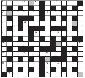  ?? ?? FOR your chance to win, solve the crossword to reveal the word reading down the shaded boxes. HOW TO ENTER: Call 0901 293 6233 and leave today’s answer and your details, or TEXT 65700 with the word CRYPTIC, your answer and your name. Texts and calls cost £1 plus standard network charges. Or enter by post by sending completed crossword to Daily Mail Prize Crossword 17,290, PO Box 28, Colchester, Essex CO2 8GF. Please include your name and address. One weekly winner chosen from all correct daily entries received between 00.01 Monday and 23.59 Friday. Postal entries must be date-stamped no later than the following day to qualify. Calls/texts must be received by 23.59; answers change at 00.01. UK residents aged 18+, excl NI. Terms apply, see Page 56.