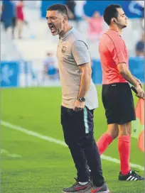  ?? FOTO: M. MONTILLA ?? El grito de García Pimienta Celebró el gol con pasión