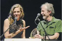  ?? JAMES PARK / OTTAWA CITIZEN ?? Songwritin­g partners Amanda Rheaume and John MacDonald won Aboriginal Songwriter of the Year award at 2014 Canadian Folk Music Awards gala on Saturday.