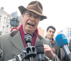  ?? Picture: AP. ?? Nigel Farage said a second vote would put an end to “whinging” by Brexit opponents.
