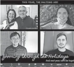  ?? SUBMITTED ?? The Haltom family Zoom holiday card.