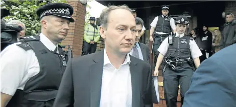  ?? Pictures: CORBIS ?? HEART-BROKEN: Gary Clarence leaves Wimbledon Magistrate’s Court after his wife, Tania, appeared there on charges of murder