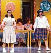  ?? David Shutts ?? Kinkaid sophomore Mia Munn was nominated for best supporting actress as Penny Pingleton in”Hairspray.” At right is Brock Looser, who played Tracy Turnblad.