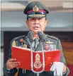  ?? Reuters ?? Keeping peace: General Prayuth Chan-ocha says he had to seize power after six months of violent confrontat­ions.