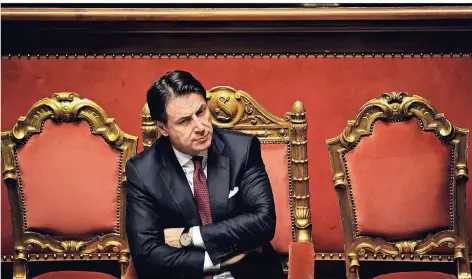  ?? FOTO: AFP ?? Giuseppe Conte während einer Sitzung im italienisc­hen Senat in Rom.