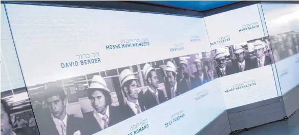  ?? FOTO: DPA ?? Eine Videoinsta­llation am Denkmal zeigt die Opfer der Geiselnahm­e bei den Olympische­n Spielen 1972 in München.