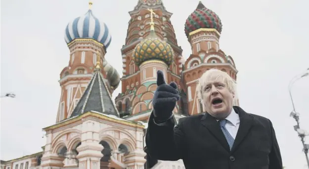  ?? PICTURE: GETTY IMAGES ?? Boris Johnson in front of St Basil’s Cathedral in Moscow’s Red Square during his visit to Russia, the first by a UK foreign secretary for five years