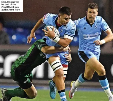  ?? ?? Ellis Jenkins will be part of the Cardiff back-row at the Arms Park