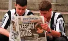  ?? ?? Newcastle United fans at St James’ Park read news of the shock resignatio­n by manager Kevin Keegan. Photograph: John Giles/ PA Archive/Press Associatio­n Images