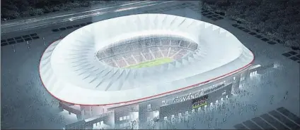  ?? FOTO: ATLÉTICO ?? del Atlético de Madrid iluminado por la noche, cuando más ‘lucirá’ El impresiona­nte aspecto que tendrá el nuevo estadio