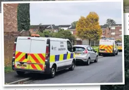  ??  ?? Police in Belfield, left and above, after the shooting of October 15, and a forensics officer on site, below