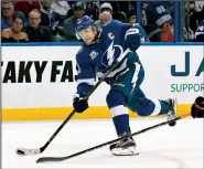  ?? AP/JASON BEHNKEN ?? The health of Tampa Bay Lightning center Steven Stamkos (91), who missed the last two games of the regular season with a lower body injury, could play a factor in how far the Lightning advance in the NHL playoffs.