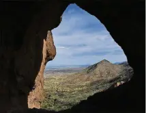  ??  ?? Franklin Mountains State Park, seen from inside a cave on the Aztec Cave Trail, covers nearly 27,000 acres.