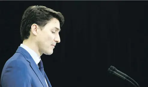  ?? SEAN KILPATRICK / THE CANADIAN PRESS ?? “In the SNC affair,” columnist John Ivison writes, Prime Minister Justin Trudeau “has become a figure of public derision.”