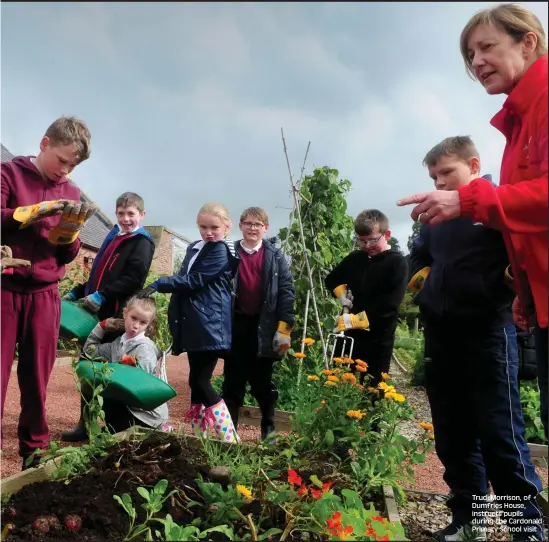  ??  ?? Trudi Morrison, of Dumfries House, instructs pupils during the Cardonald Primary School visit