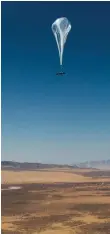  ?? AP ?? Project Loon’s stratosphe­ric balloon at launch in Nevada