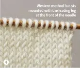  ??  ?? Western method has sts mounted with the leading leg at the front of the needle